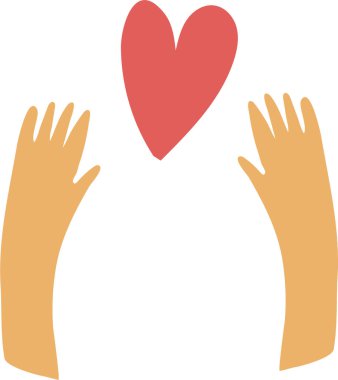 Kalbe uzanan eller. Sevgi ve özenin sembolü