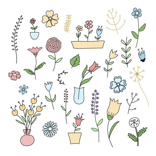 Set of spring plants and flowers — Stock Vector