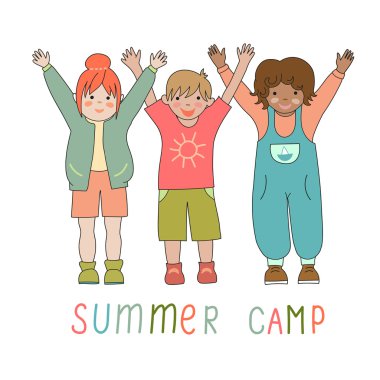 Neşeli çocuklar yaz kampı logosu
