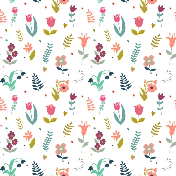 Seamless vector cute pattern of flowers — Stock Vector