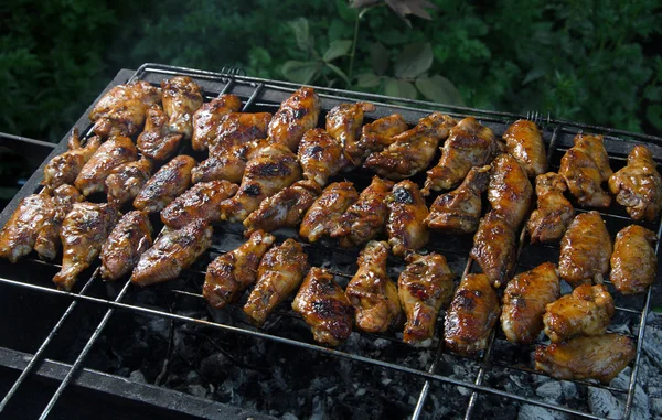 Gegrillte Chicken Wings auf dem Grillrost — Stockfoto