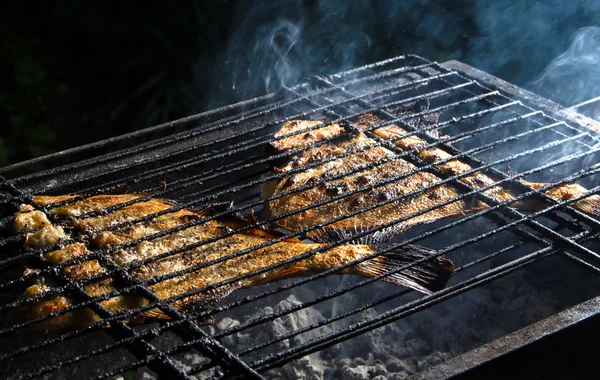 Gegrillte Flunder auf dem Grill — Stockfoto