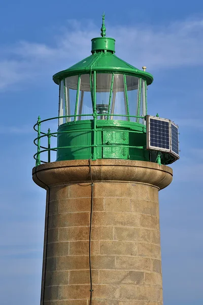 Prachtige Close Vertial Avond Uitzicht Groene West Pier Vuurtoren Dun — Stockfoto