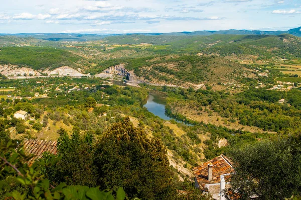 Labastide Virac Blick Auf Das Schloss Roure Ardche — Stockfoto