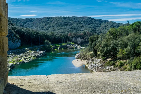 Pont Gard Римский Акведук Расположенный Между Узсом Ремуленом Департаменте Гард — стоковое фото