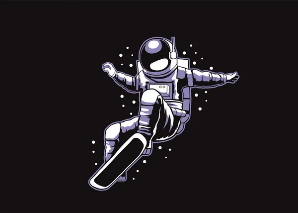 Astronautenvektorvorlage Illustration Des Astronauten Snowboardens All — Stockvektor