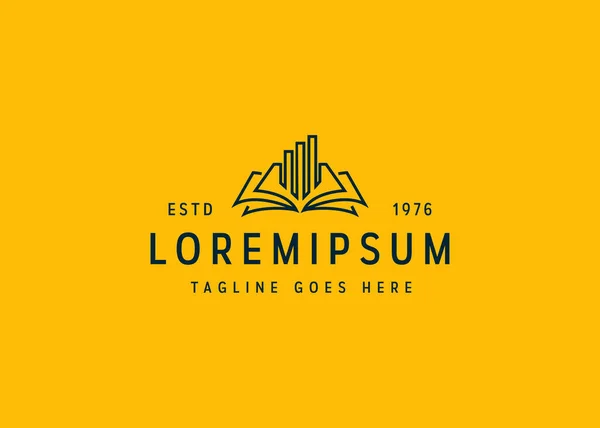 Kâr tablosu logosu tasarımı. Finans kitabı logosu tasarımının vektör çizimi. Satır sanat simgesi biçiminde vintage logo tasarımı.