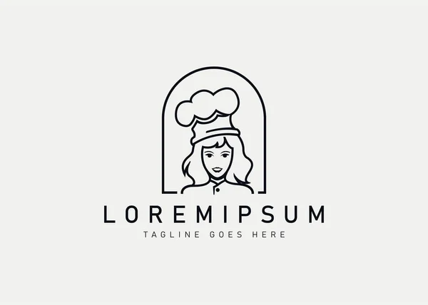 Annem logo tasarımı yapıyor. Şefin annesinin vektör çizimi. Satır sanat simgesi biçiminde modern logo tasarımı.