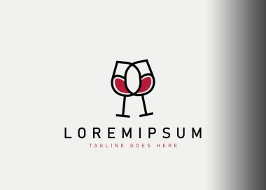 Tost camı logosu tasarımı. Şampanya kadehinin ikon vektör çizimi. Çizgi sanatı tarzında modern logo tasarımı.