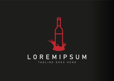 Şarap şişesi logosu tasarımı. Şarap şişesinin ikon vektör çizimi. Çizgi sanatı tarzında modern logo tasarımı.