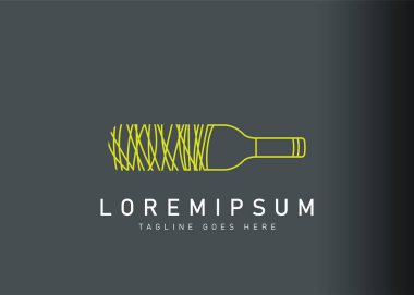 Soyut şarap şişesi logosu tasarımı. Soyut yuva şarabı şişesinin ikon vektör çizimi. Çizgi sanatı tarzında modern logo tasarımı.