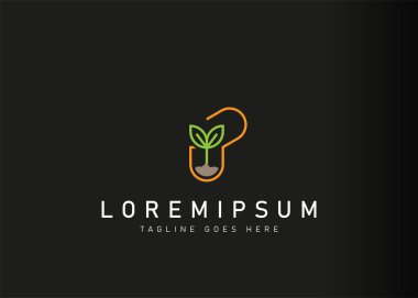 Bitki tohumu kapsülü logosu tasarımı. Doğal tıbbın ikon vektör çizimi. Çizgi sanatı tarzında modern logo tasarımı.