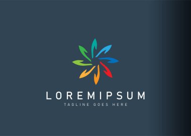 Renkli tavan fan logosu tasarımı. Sosyal topluluğun ikon vektör illüstrasyonu. Çizgi sanatı tarzında modern logo tasarımı.