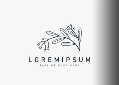Doğa kozmetik logo tasarımı. Botanik kozmetiğin ikon vektör çizimi. Çizgi sanatı tarzında modern logo tasarımı.