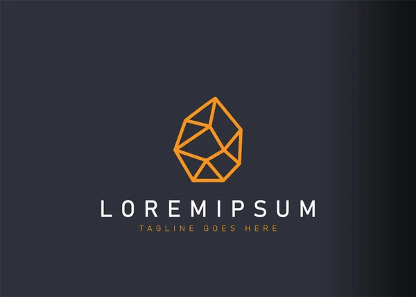 Minimalist kristal logo tasarımı. Geometrik kristalin ikon vektör çizimi. Çizgi sanatı tarzında modern logo tasarımı.