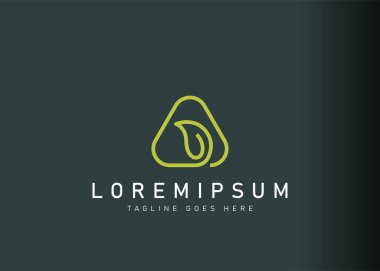 Üçgen yaprak logosu tasarımı. Minimalist üçgen doğanın ikon vektör çizimi. Çizgi sanatı tarzında modern logo tasarımı.