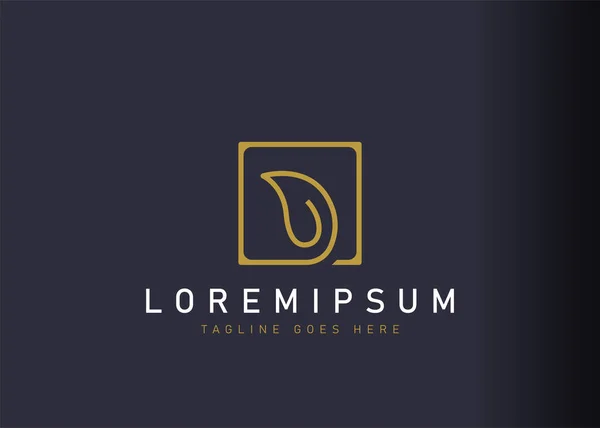 Dikdörtgen yaprak logo tasarımı. Minimalist dikdörtgen doğanın ikon vektör çizimi. Çizgi sanatı tarzında modern logo tasarımı.