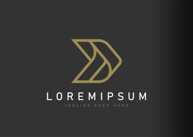 Lojistik logo tasarımı. Basit ileri ok dağıtım ikonu tasarımının vektör illüstrasyonu. Çizgi sanatı tarzında modern logo tasarımı.