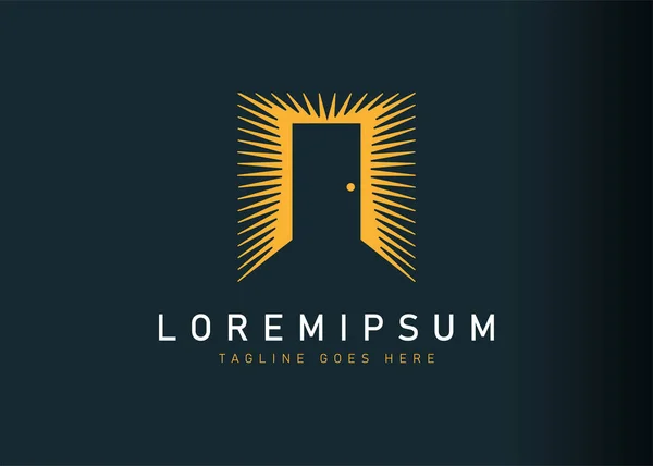 Kapı logosu tasarımı. Simge tasarımı yapan kapının vektör çizimi. Çizgi sanatı tarzında modern logo tasarımı.