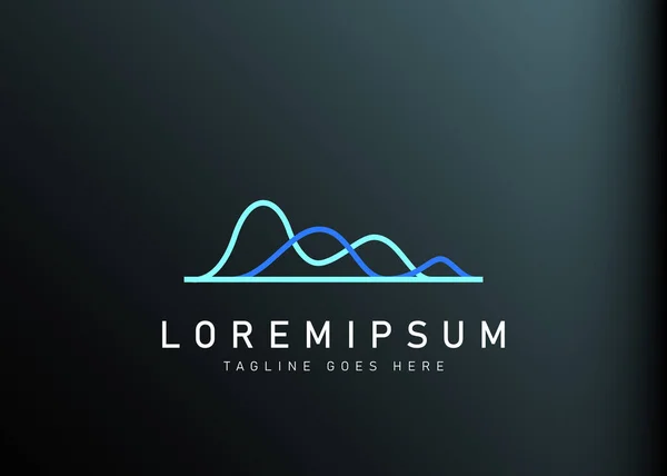 Soyut dağ logosu tasarımı. Aynı zamanda akan dalga ikonu tasarımına benzeyen dağların ve vadilerin vektör çizimi. Çizgi sanatı tarzında modern logo tasarımı.