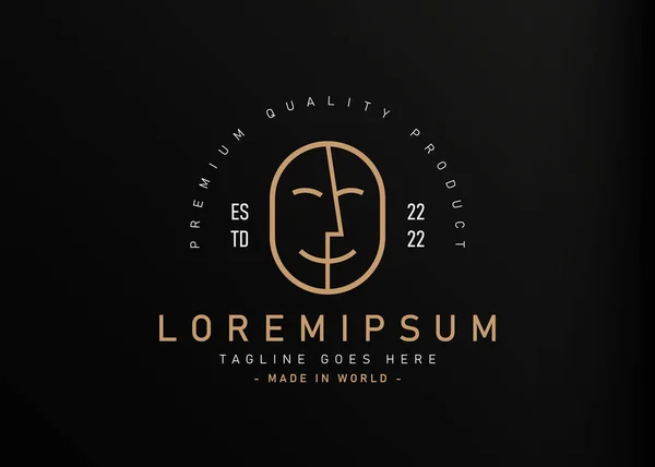 iki yüz logosu tasarımı. İki mutlu yüzün modern basit çizgi sanatının vektör çizimi. Vintage logo tasarım vektör çizgisi şablonu