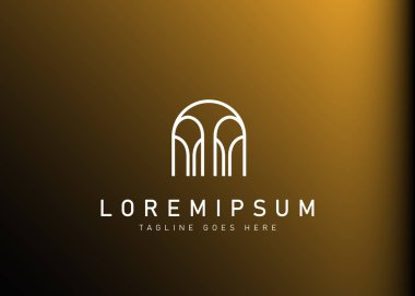 İslami çardak logo tasarımı. Kubbeli taraça için İslami mimari binasının vektör çizimi. Modern tasarım çizgisi şablonu