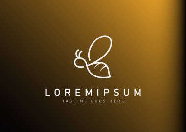 İlk harf B arı logosu tasarımı. Soyut bal arısı doğrusal ikon tasarımının vektör çizimi. Modern tasarım çizgisi logo şablonu