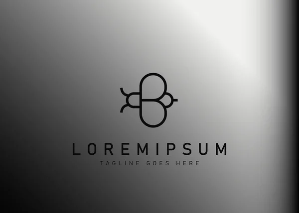 İlk harf B arı logosu tasarımı. Arı ikonu tasarımının modern çizgi sanatının vektör çizimi. Modern tasarım çizgisi logo şablonu