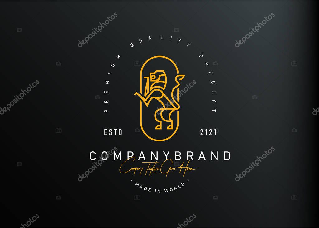 Lion Logo Design Inspiration. Vector Illustration of Lion in Standing Pose. Modern Icon Design Vector Template with Line Style