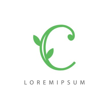 Vector Illustration of C Letter Initial Shaped Nature Plant. Vintage Modern Logo Line Art Design Template