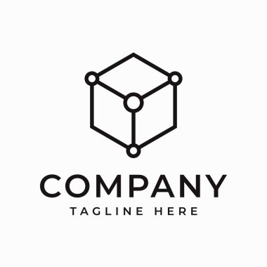 Modern Teknoloji Küpünün Vektör İllüstrasyonu. Klasik Modern Logo Çizgisi Sanat Şablonu