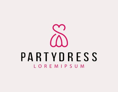 Parti Elbise Hattı 'nın Vektör İllüstrasyonu. Klasik Modern Logo Çizgisi Sanat Şablonu