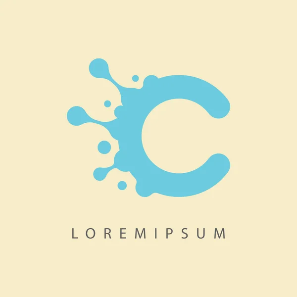 Vector Illustration of C letter Initial Splash Water. Vintage Modern Logo Line Art Design Template