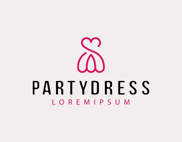 Vektor Illustration Der Party Dress Line Vintage Modern Logo Line Stockillustration