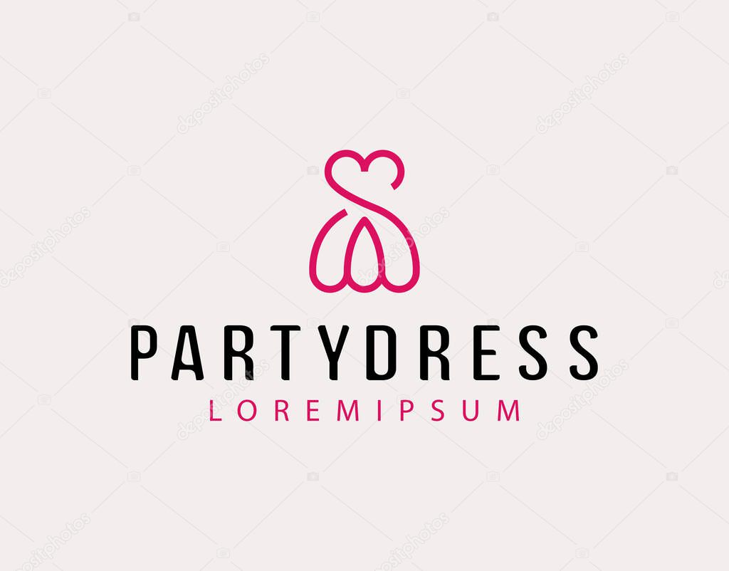 Vector Illustration of Party Dress Line. Vintage Modern Logo Line Art Design Template