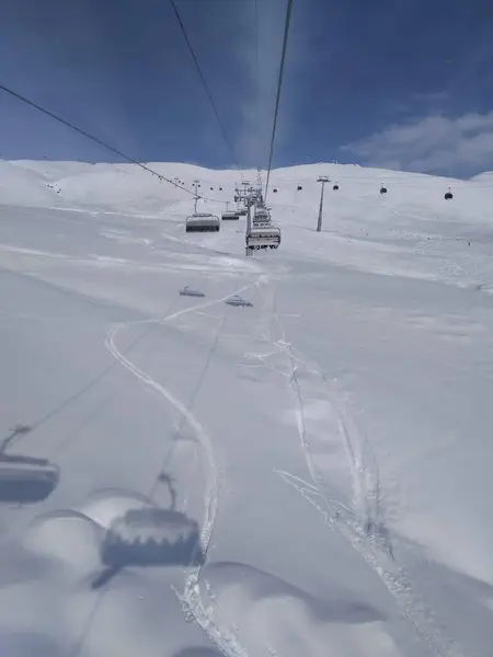 Impianti Risalita Montagna Nella Località Sciistica Gudauri Georgia Inverno — Foto Stock