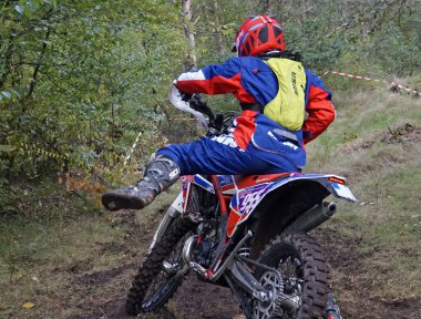 Itterbeck, Lower Saxony, Almanya - 17 Ekim 2020 - Motocrossevent: MSC Niedergrafschaft ADAC Enduro Cup Sprint