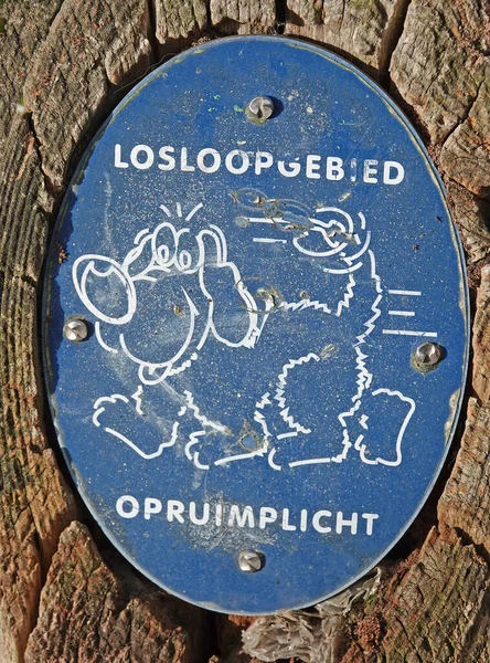 Ein Holländisches Schild Zeigt Einen Lustigen Glücklichen Hund Losloopgebied Bedeutet — Stockfoto