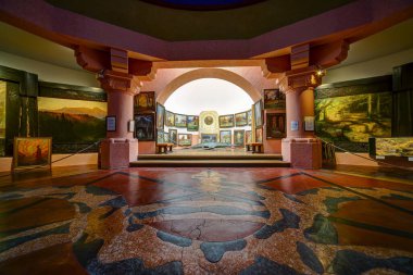 Koenigswinter, Germany - August 01, 2020: View inside the Nibelungenhalle at the Drachenfels in Koenigswinter on the Rhine.