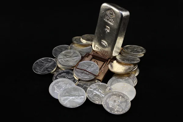 Silver Bullion - Risk Stock Photo