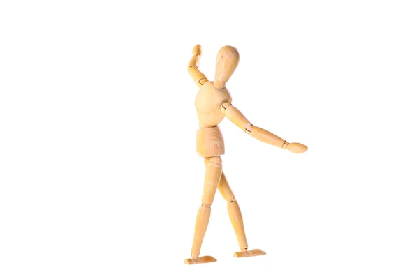 Wooden dummy in the balance — Stock Photo, Image