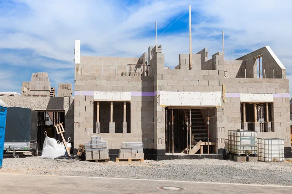 Shell of a house on a construction site Royalty Free Stock Images
