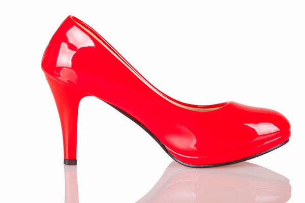 Red paint High heel - isolated