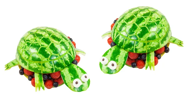 Черепахи, вырезанные из арбуза — стоковое фото