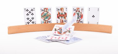 Düşme ile oyun kağıdı tutucu ön planda kartları