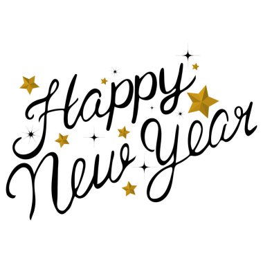 Mutlu yıllar, tebrik kartı tasarım dairesi el yapımı kaligrafi. Vektör çizimi. Vektörler.