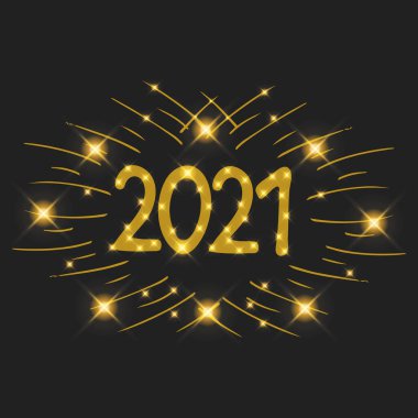 Mutlu yıllar 2021 Metin Tasarım Şablonu. El çizimi harfler. Vektör illüstrasyonu.