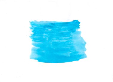 El çizimi mavi fırça darbesi. Suluboya veya soyut resimleme.