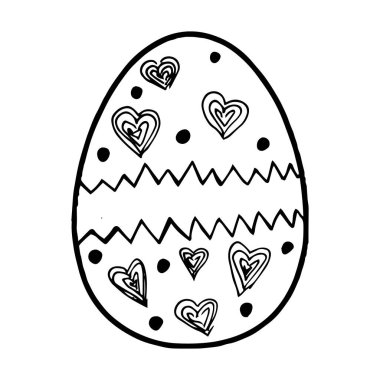 Süslü el yapımı paskalya yumurtaları. Zenart tarzında Doodle vektör çizimi. Tebrik kartları, posterler, çıkartmalar ve mevsimlik tasarım için bir unsur. Beyaz ve siyah arkaplanda izole.