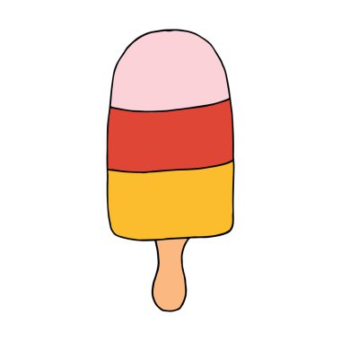 El yapımı vektör şirin dondurma. Doodle tarzı. Siyah ana hat beyaz üzerine izole edilmiş. Tebrik kartları, hatıra defteri, tekstil, ambalaj kağıdı, kafe ya da restoran menüsü, yemek bilgileri için tasarım. Aferin sana.
